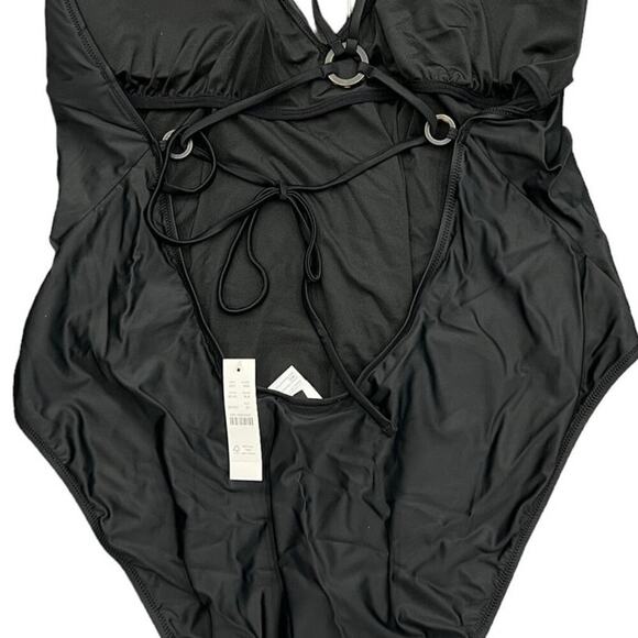 J.Crew O-ring V-neck one-piece in black BF181 size 24 (3X) NWT - Picture 5 of 5